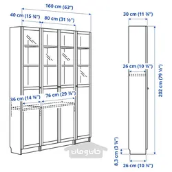 ترکیب کتابخانه بادرب پنلی/شیشه ای ایکیا مدل IKEA BILLY / OXBERG رنگ سفید