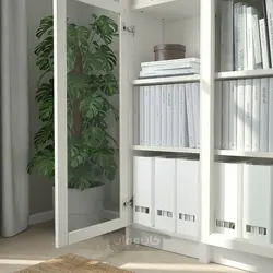 کتابخانه با درب های شیشه ای ایکیا مدل IKEA BILLY / OXBERG رنگ سفید