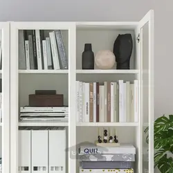 کتابخانه با درب های شیشه ای ایکیا مدل IKEA BILLY / OXBERG رنگ سفید
