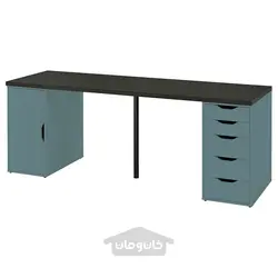 میز تحریر ایکیا مدل IKEA LAGKAPTEN / ALEX رنگ مشکی-قهوه ای/خاکستری-فیروزه ای