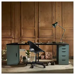 میز تحریر ایکیا مدل IKEA LAGKAPTEN / ALEX رنگ مشکی-قهوه ای/خاکستری-فیروزه ای