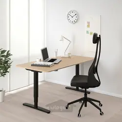 میز نشستن/ایستادن ایکیا مدل IKEA BEKANT رنگ روکش بلوط رنگ آمیزی شده سفید/مشکی