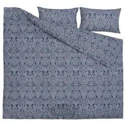 روکش لحاف و 2 عدد روبالشی ایکیا مدل IKEA JÄTTEVALLMO رنگ آبی تیره/سفید