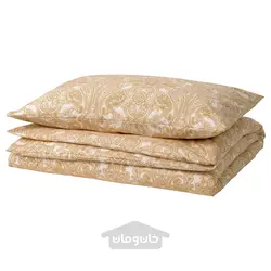 روکش لحاف و روبالشی ایکیا مدل IKEA JÄTTEVALLMO رنگ زرد/سفید