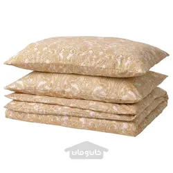 روکش لحاف و 2 عدد روبالشی ایکیا مدل IKEA JÄTTEVALLMO رنگ زرد/سفید