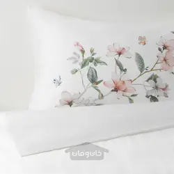 روکش لحاف و 2 عدد روبالشی ایکیا مدل IKEA BERGBRÄKEN رنگ طرح دار سفید/گل