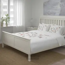 روکش لحاف و 2 عدد روبالشی ایکیا مدل IKEA BERGBRÄKEN رنگ طرح دار سفید/گل