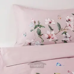 روکش لحاف و 2 عدد روبالشی ایکیا مدل IKEA BERGBRÄKEN رنگ صورتی/گل طرح دار