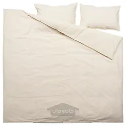 روکش لحاف و 2 عدد روبالشی ایکیا مدل IKEA BERGPALM رنگ زرد / سفید / راه راه