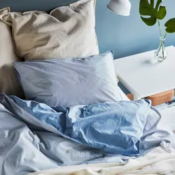 روکش لحاف و 2 عدد روبالشی ایکیا مدل IKEA BLÅVINDA رنگ آبی کمرنگ