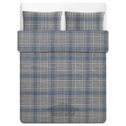 روکش لحاف و 2 عدد روبالشی ایکیا مدل IKEA STÄVMAL رنگ آبی/چک