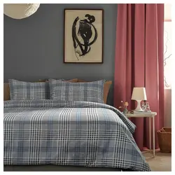 روکش لحاف و 2 عدد روبالشی ایکیا مدل IKEA STÄVMAL رنگ آبی/چک