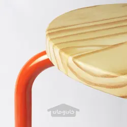 چهارپایه ایکیا مدل IKEA DOMSTEN رنگ نارنجی/کاج