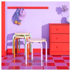 چهارپایه ایکیا مدل IKEA DOMSTEN رنگ یاس بنفش/کاج