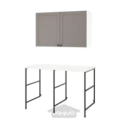 ترکیب ذخیره سازی ایکیا مدل IKEA ENHET رنگ قاب خاکستری درب