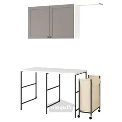 ترکیب ذخیره سازی ایکیا مدل IKEA ENHET رنگ قاب خاکستری درب