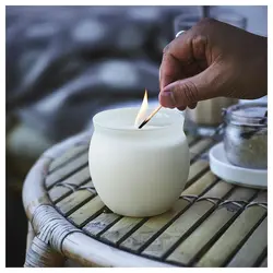 شمع معطر در شیشه ایکیا مدل IKEA JÄMLIK