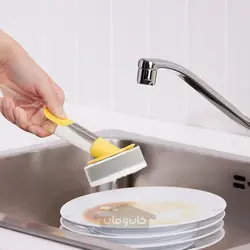 ست 3 تکه اسفنج ظرفشویی با پخش کننده ایکیا مدل IKEA VIDEVECKMAL رنگ زرد روشن