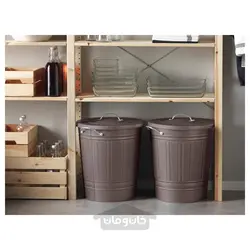 سطل درب دار ایکیا مدل IKEA KNODD رنگ خاکستری