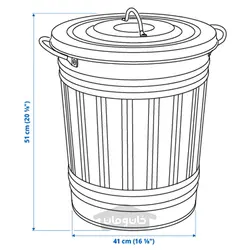 سطل درب دار ایکیا مدل IKEA KNODD رنگ خاکستری