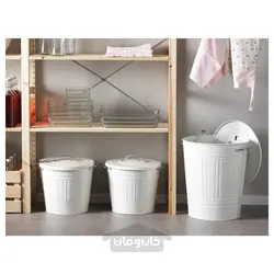 سطل درب دار ایکیا مدل IKEA KNODD رنگ سفید