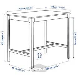 میز بار و 4 عدد چهارپایه بار ایکیا مدل IKEA EKEDALEN / EKEDALEN رنگ سفید