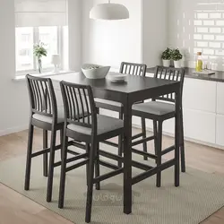 میز بار و 4 عدد چهارپایه بار ایکیا مدل IKEA EKEDALEN / EKEDALEN رنگ قهوه ای تیره