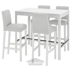 میز بار و 4 عدد چهارپایه بار ایکیا مدل IKEA EKEDALEN / BERGMUND رنگ سفید