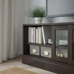 نیمکت تلویزیون با پایه ایکیا مدل IKEA HAVSTA رنگ قهوه ای تیره