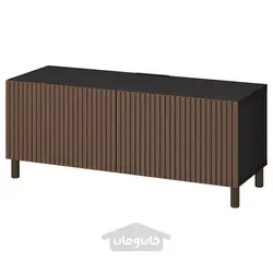 میز تلویزیون با درب ایکیا مدل IKEA BESTÅ رنگ مشکی-قهوه ای بیورکوویکن/مجارپ/روکش بلوط رنگ آمیزی شده قهوه ای