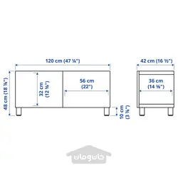 میز تلویزیون با درب ایکیا مدل IKEA BESTÅ رنگ مشکی-قهوه ای بیورکوویکن/مجارپ/روکش بلوط رنگ آمیزی شده قهوه ای