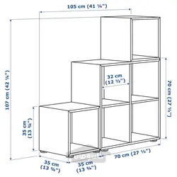 ترکیب کابینت با پایه ها ایکیا مدل IKEA EKET رنگ سفید/افکت بلوط رنگ آمیزی شده به رنگ سفید خاکستری-آبی روشن