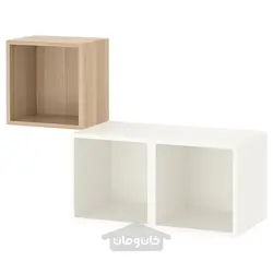 ترکیب کابینت دیواری ایکیا مدل IKEA EKET رنگ اثر بلوط رنگ آمیزی شده سفید/سفید