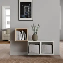 ترکیب کابینت دیواری ایکیا مدل IKEA EKET رنگ اثر بلوط رنگ آمیزی شده سفید/سفید