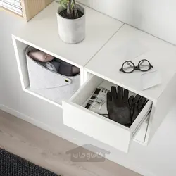 ترکیب ذخیره سازی دیواری ایکیا مدل IKEA EKET رنگ اثر بلوط رنگ آمیزی شده سفید/سفید