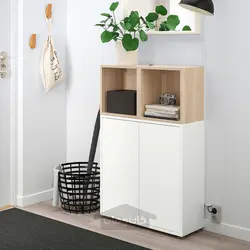 ترکیب کابینت با پایه ها ایکیا مدل IKEA EKET رنگ سفید/اثر بلوط رنگ آمیزی شده سفید