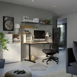 ترکیب کابینت با پایه ها ایکیا مدل IKEA EKET رنگ سفید/اثر بلوط رنگ آمیزی شده سفید