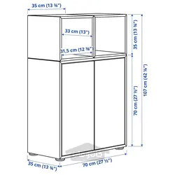 ترکیب کابینت با پایه ها ایکیا مدل IKEA EKET رنگ سفید/اثر بلوط رنگ آمیزی شده سفید