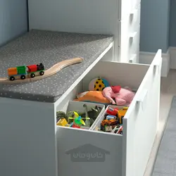 نیمکت با محل نگهداری اسباب بازی ایکیا مدل IKEA SMÅSTAD رنگ سفید/سفید
