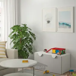 نیمکت با محل نگهداری اسباب بازی ایکیا مدل IKEA SMÅSTAD رنگ سفید/خاکستری