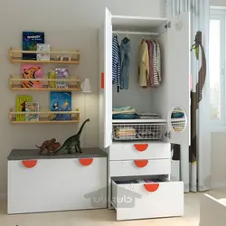 ترکیب ذخیره سازی ایکیا مدل IKEA SMÅSTAD / PLATSA رنگ سفید سفید/با نیمکت