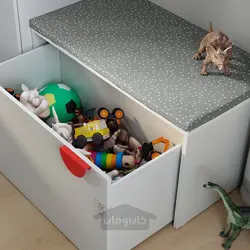 ترکیب ذخیره سازی ایکیا مدل IKEA SMÅSTAD / PLATSA رنگ سفید سفید/با نیمکت