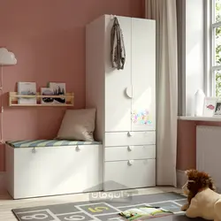 ترکیب ذخیره سازی ایکیا مدل IKEA SMÅSTAD / PLATSA رنگ سفید سفید/با نیمکت