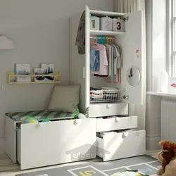 ترکیب ذخیره سازی ایکیا مدل IKEA SMÅSTAD / PLATSA رنگ سفید سفید/با نیمکت