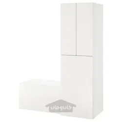 کمد لباس با واحد بیرون کش ایکیا مدل IKEA SMÅSTAD رنگ سفید سفید/با نیمکت ذخیره سازی