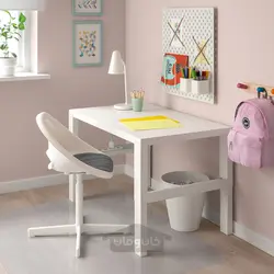 صندلی میز تحریر کودک با پد ایکیا مدل IKEA LOBERGET / SIBBEN رنگ سفید/خاکستری تیره