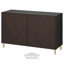 ترکیب ذخیره سازی با درب ایکیا مدل IKEA BESTÅ رنگ مشکی-قهوه ای هتویکن/اسارپ/روکش بلوط رنگ آمیزی شده به رنگ قهوه ای تیره