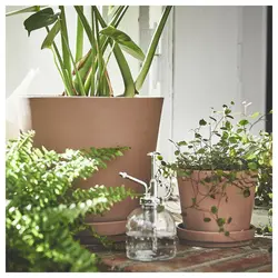 گلدان گیاه با نعلبکی ایکیا مدل IKEA KLARBÄR رنگ داخل/خارج قهوه ای