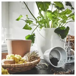 گلدان گیاه با نعلبکی ایکیا مدل IKEA KLARBÄR رنگ داخل/خارج قهوه ای