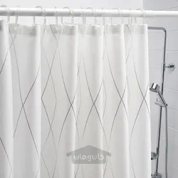 پرده حمام ایکیا مدل IKEA BASTSJÖN رنگ سفید زرد / یاسی